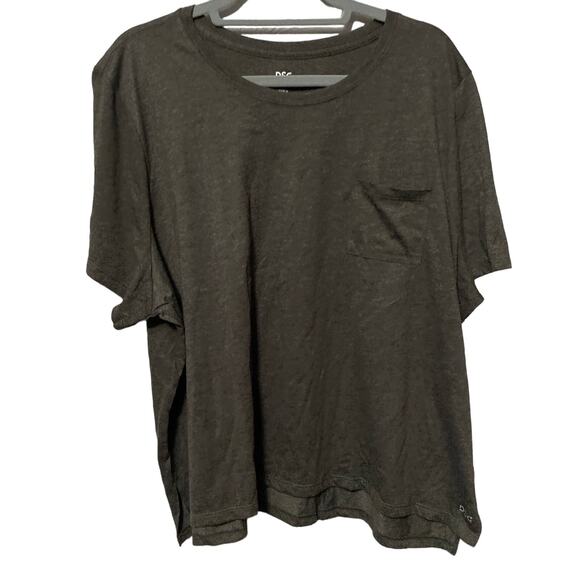 DSG Women Plus Activewear Casual Gray Short Sleeve Cropped Tee Front Pocket 2XL - Picture 1 of 9